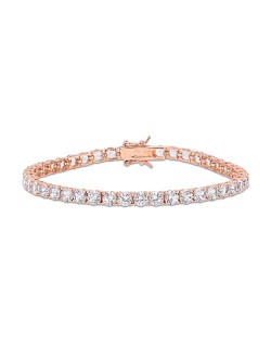 4.0mm Lab-Created White Sapphire Tennis Bracelet in Sterling Silver with Rose Rhodium - 7.25"