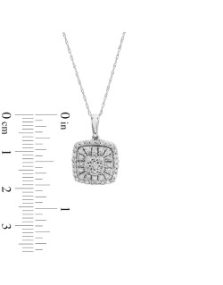 1/2 CT. T.W. Composite Cushion-Shaped Diamond Frame Pendant in 10K White Gold