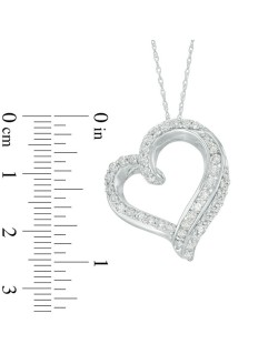 1 CT. T.W. Diamond Double Edge Heart Pendant in 10K White Gold