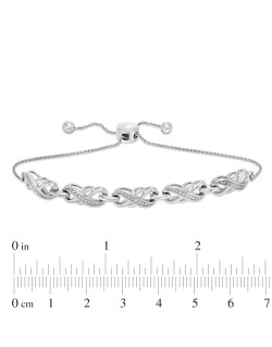 Diamond Accent Double Infinity Bolo Bracelet in Sterling Silver - 9.5"