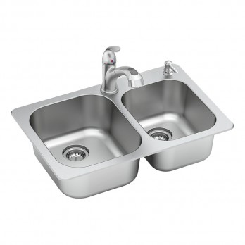 Convenient square-sided two-compartment sink for the kitchen