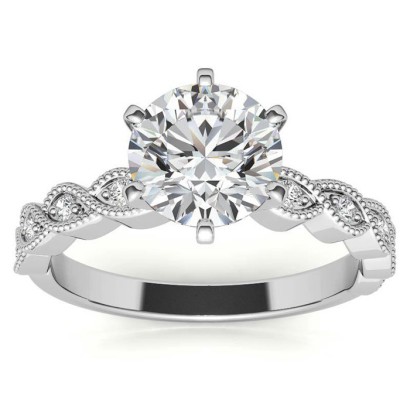 Scalloped Cathedral Moissanite Engagement Ring