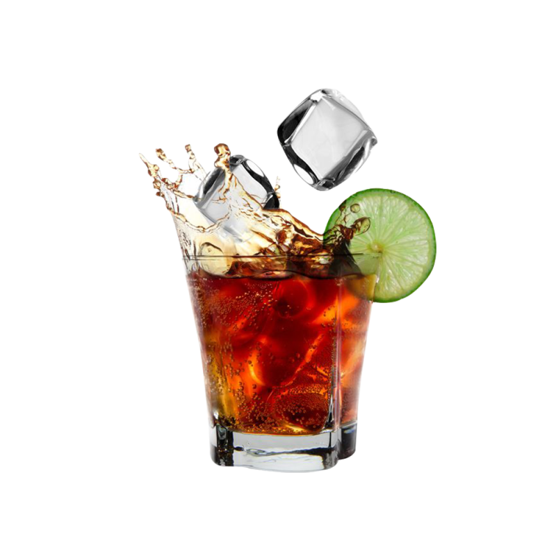 Cola Glass With Falling Ice Cubes