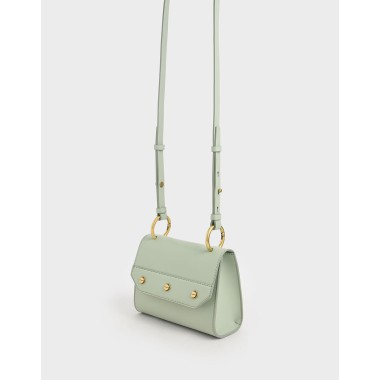 Studded Top Handle Bag  Mint Green Designer Ladies