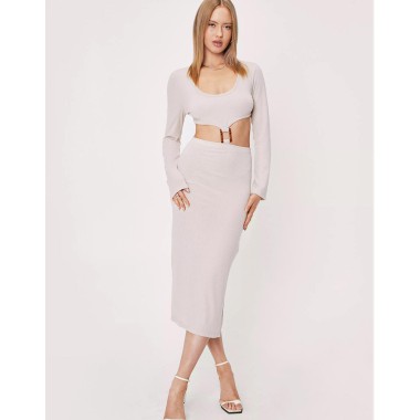Bodycon Cut Out Fitted Midi Dress