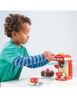 Honeybake Wooden Cafe Machine Set Pretend Kitchen Play Toy Set
